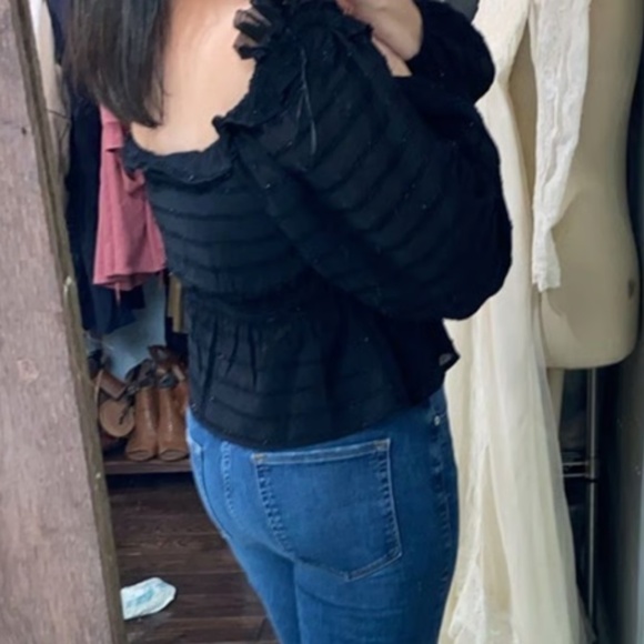 ASTR The Label Black Glitter Puff Sleeve Top - Size Small - Picture 2 of 13